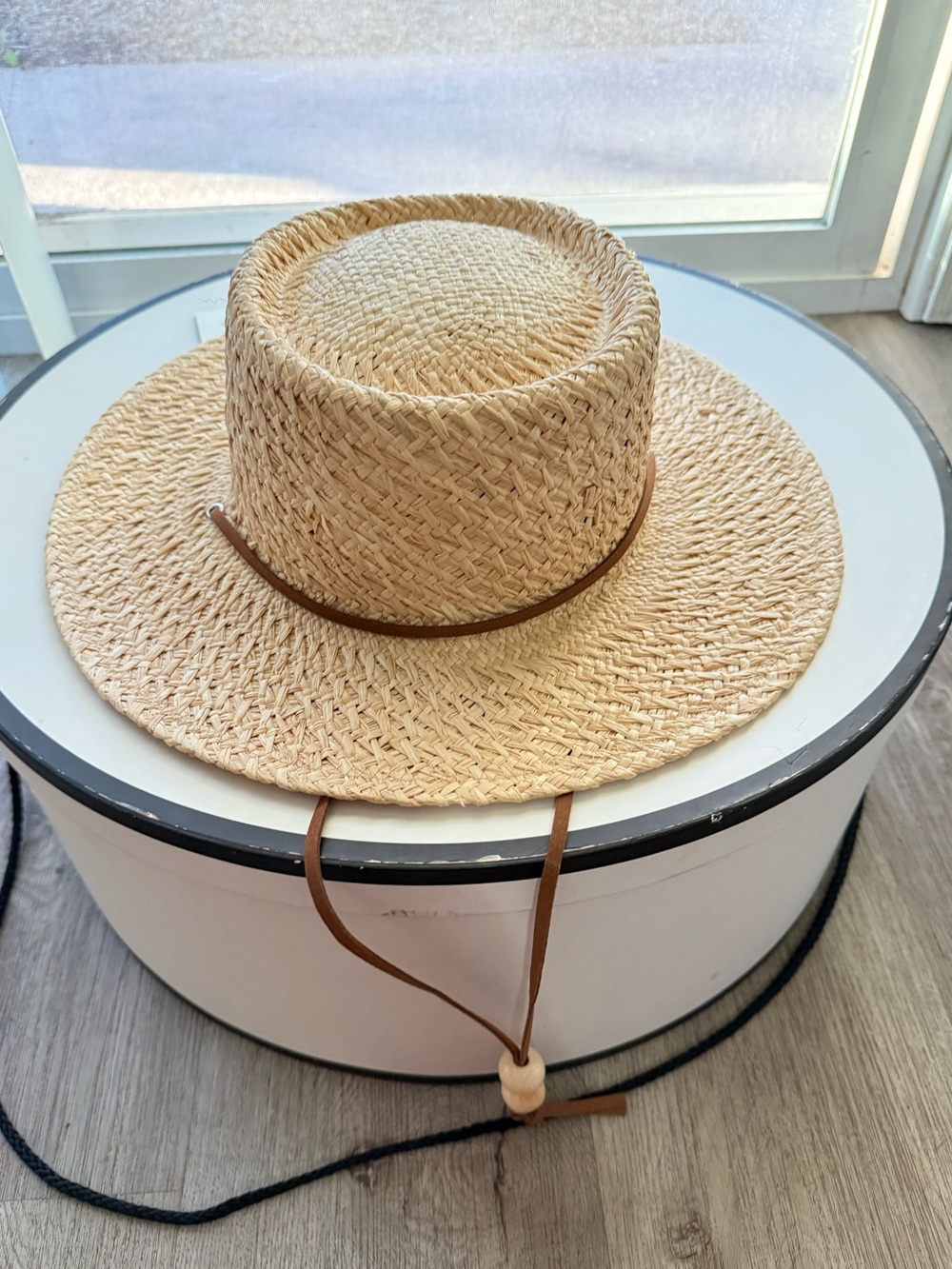 lack of color wanderer natural tan chin strap straw boater summer sun hat large